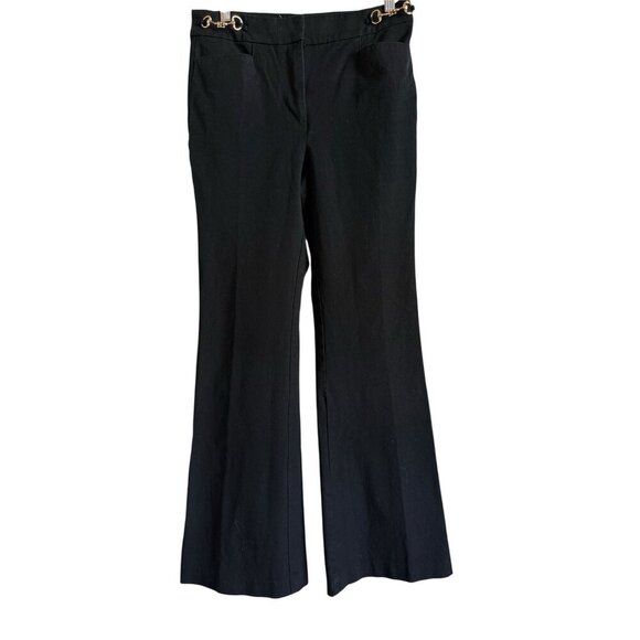 Loft Women’s Horsebit The Sutton Flare Dress Pants Black Bi-Stretch Size 4 - Picture 1 of 12
